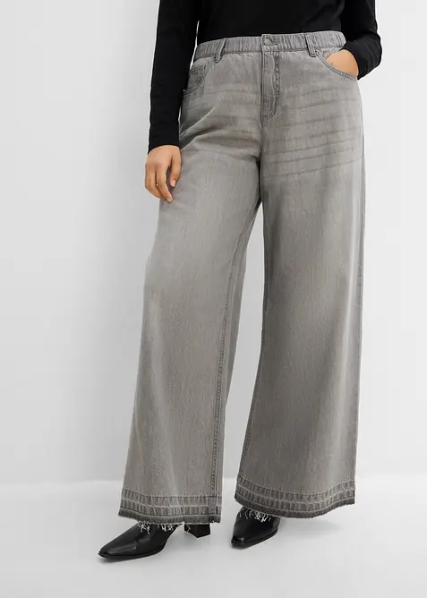 Wide Leg-jeans Mid Waist, komfortlinning, bonprix