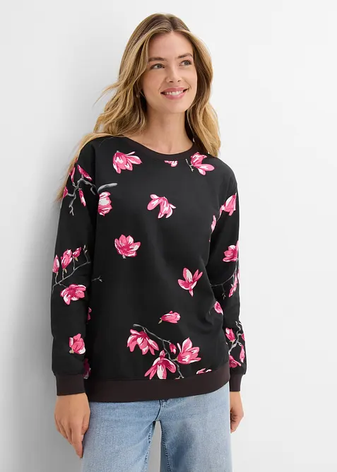 Sweatshirt av 100% bomull, i ledig snitt, bonprix