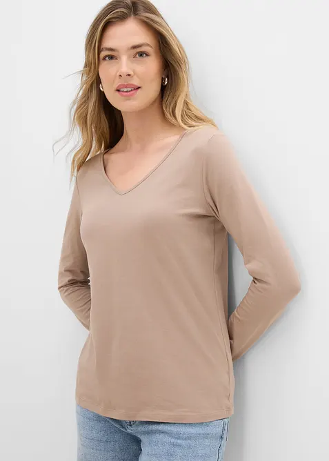 Langermet, figurn&aelig;r topp (2-pack), bonprix