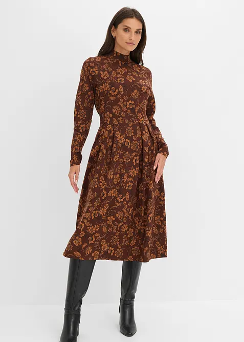 Langermet, m&oslash;nstret jerseykjole, bonprix