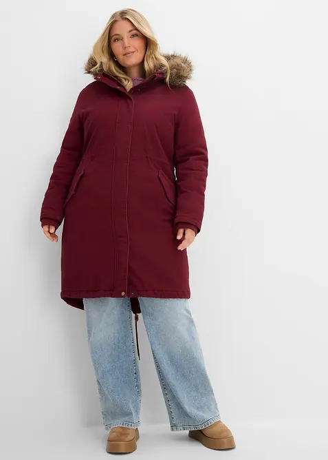 Lang, vattert parkas, bonprix