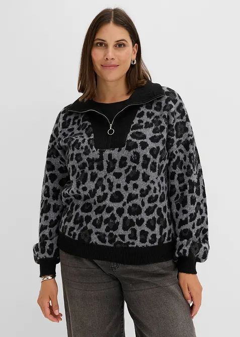 Oversized half-zip-genser, bonprix