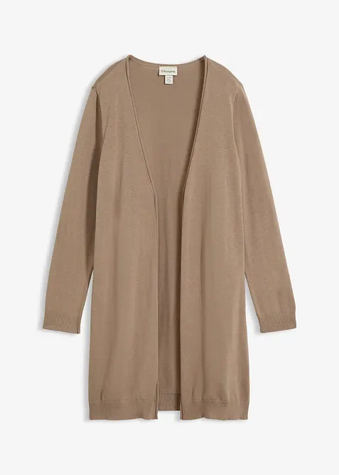 Lang cardigan med rullekanter, bonprix