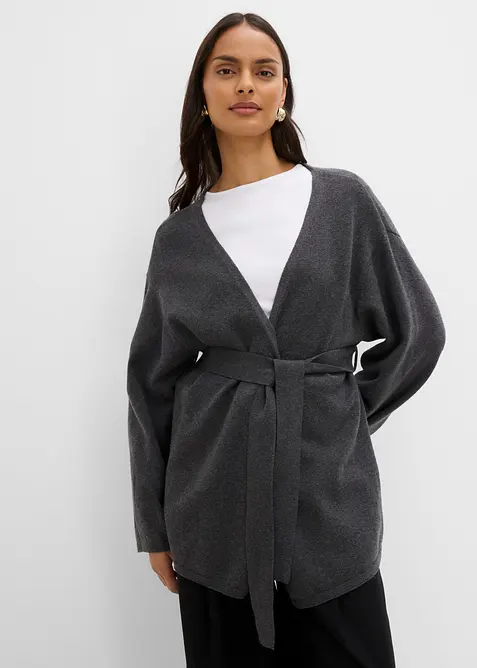Cardigan med knytebelte, bonprix