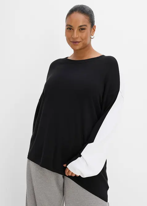 Genser i myk viskoseblanding med asymmetrisk nederkant, bonprix