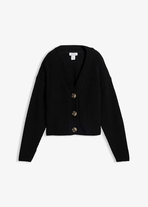 Grovstrikket cardigan i 100% bomull, bonprix