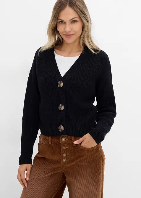 Grovstrikket cardigan i 100% bomull, bonprix