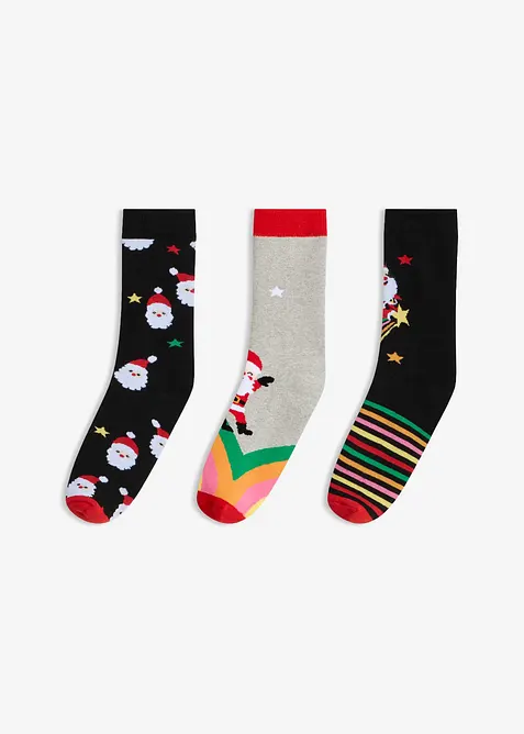 Julesokker med varmende fleece p&aring; innsiden (3 par), bonprix