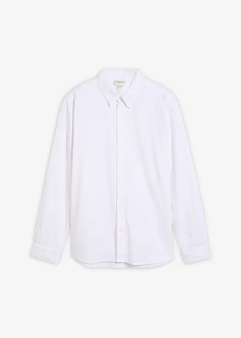 Langermet skjorte i kj&oslash;lende linblanding, Modern fit, bonprix