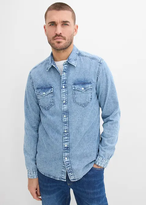 Denimskjorte i 100% &oslash;kologisk bomull, bonprix