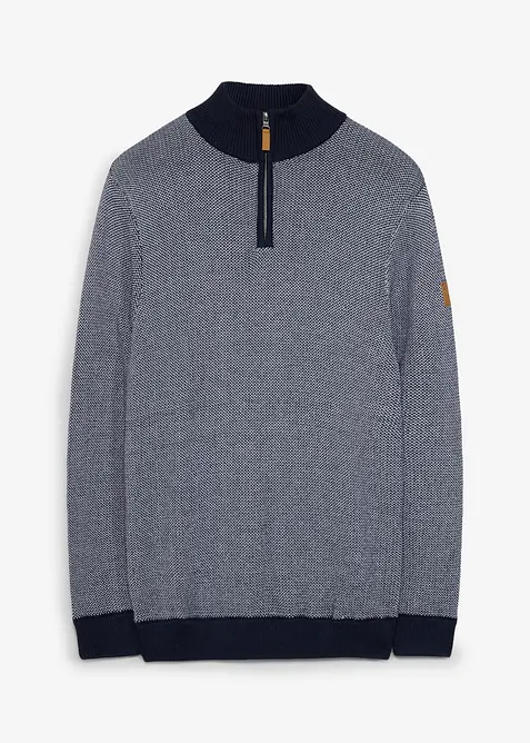 Half-zip-genser i 100% bomull, bonprix