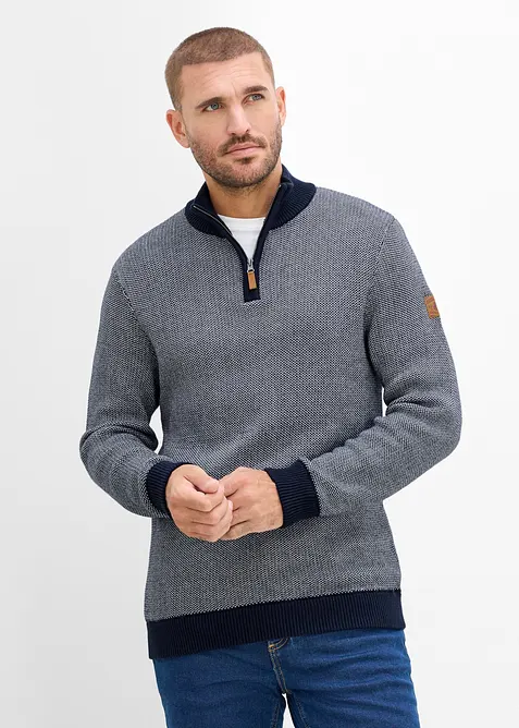 Half-zip-genser i 100% bomull, bonprix