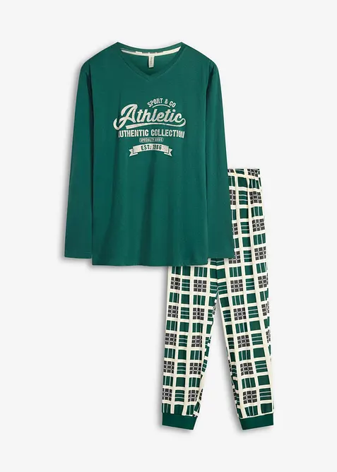 Pyjamas i 100% &oslash;kologisk bomull med lange ermer, bonprix