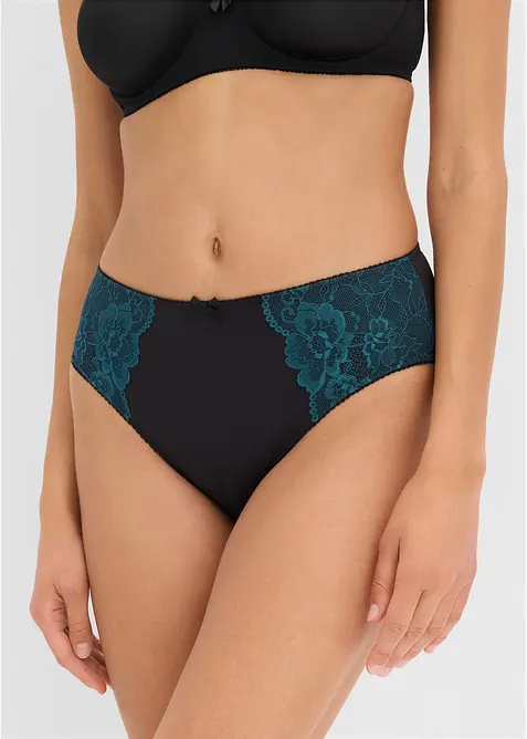 High waist truse i mikrofiber med blonder (3-pack), bonprix