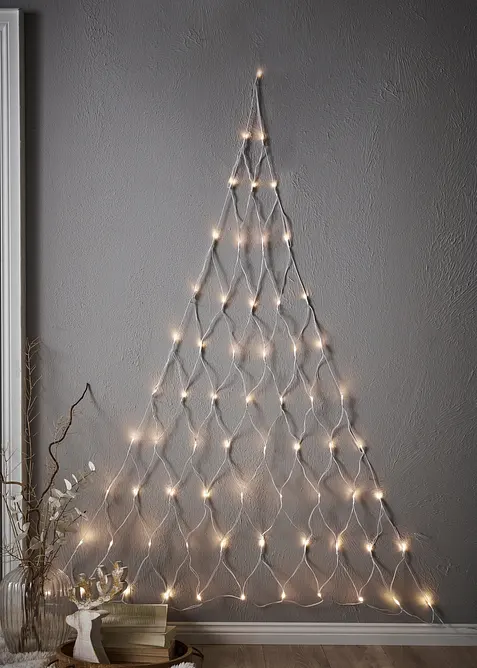 LED-vegg og d&oslash;r-dekorasjon, juletre-netting, bonprix