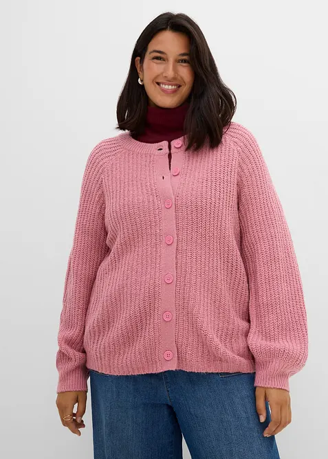Grovstrikket cardigan med raglanermer, bonprix