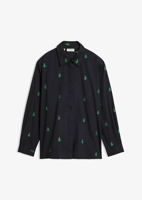 Skjorte i 100% &oslash;kologisk bomull med broderi, bonprix