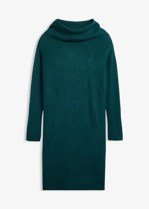 Oversized strikkekjole med rullekrage, bonprix
