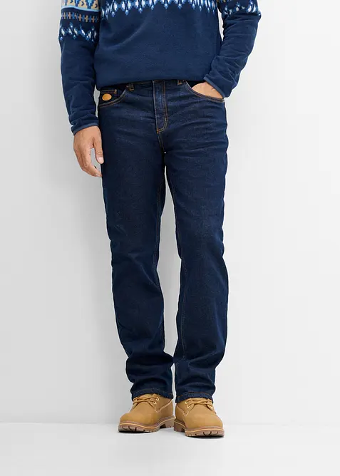 Classic fit jeans med varmende fleecef&ocirc;r, bonprix