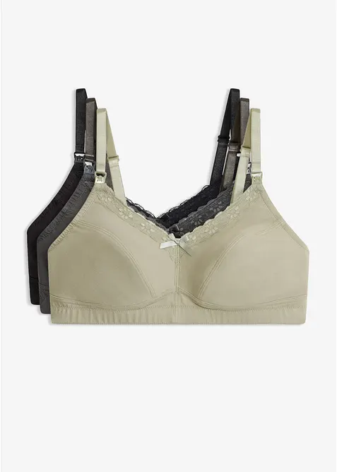 Amme-BH uten b&oslash;yler med &oslash;kologisk bomull (3-pack), bonprix