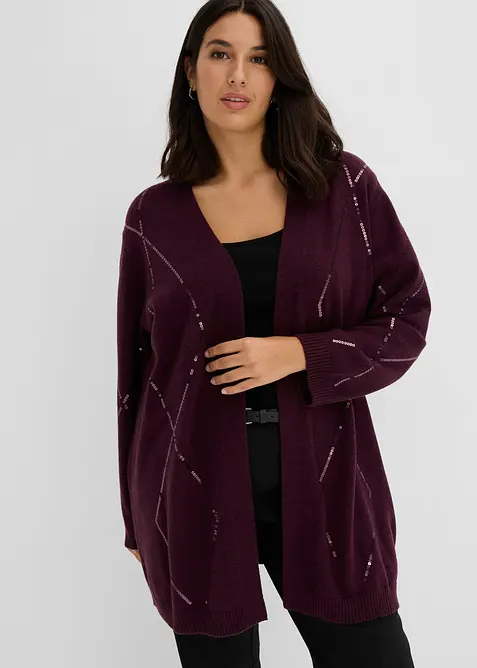 Lang cardigan med paljetter, bonprix