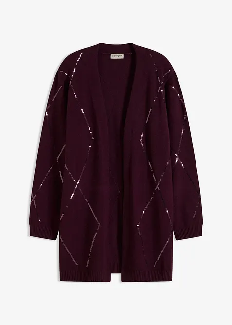Lang cardigan med paljetter, bonprix