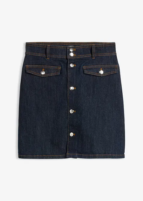 Denimskj&oslash;rt med knappestolpe, bonprix