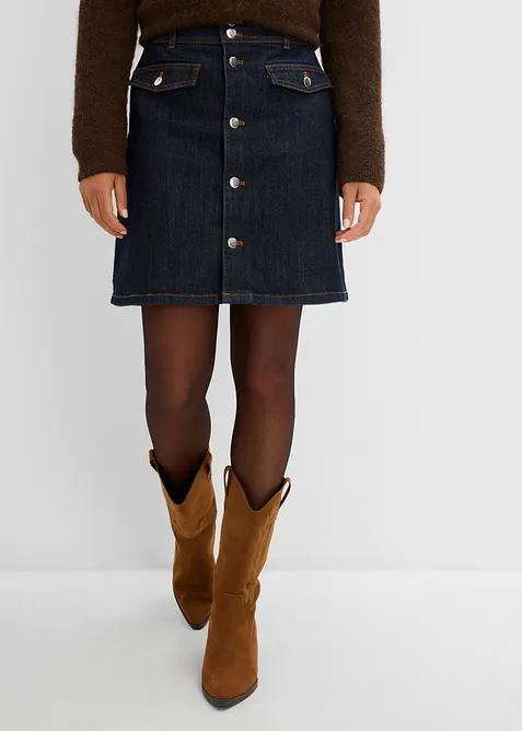 Denimskj&oslash;rt med knappestolpe, bonprix