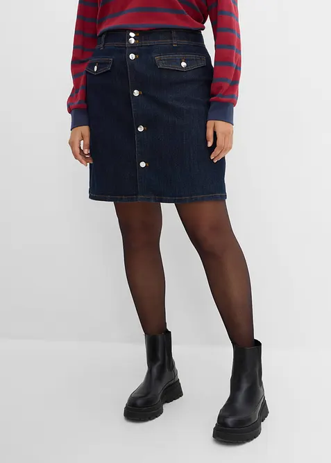Denimskj&oslash;rt med knappestolpe, bonprix
