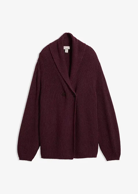 Grovstrikket cardigan med sjalskrage, bonprix