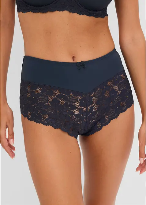 Truse med h&oslash;y midje og blonder, bonprix