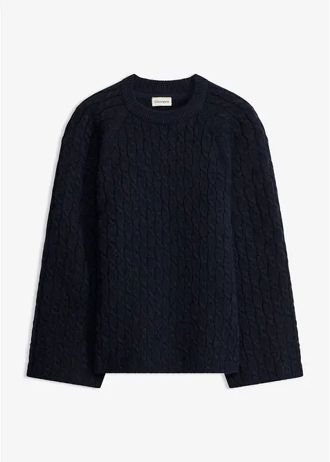 Oversized genser med flettem&oslash;nster, bonprix