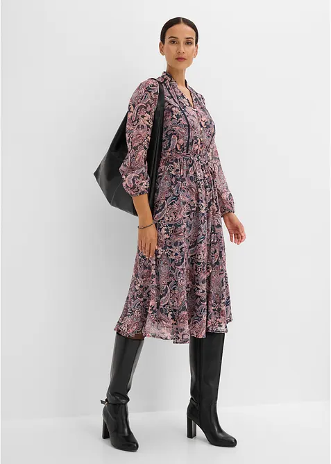 Paisleym&oslash;nstret chiffonkjole, bonprix