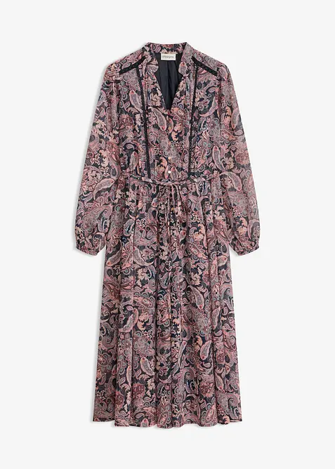 Paisleym&oslash;nstret chiffonkjole, bonprix