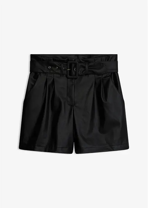 Shorts i imitert skinn med belte, bonprix