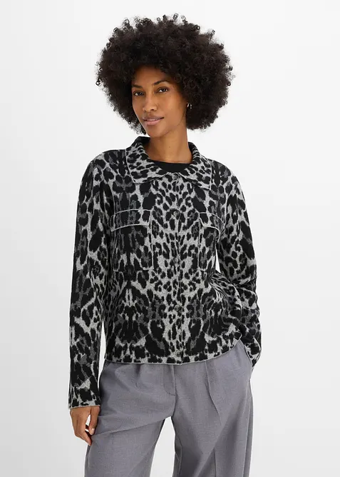 Cardigan med jacquardm&oslash;nster, bonprix