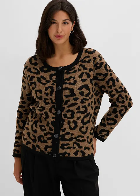 Cardigan med jacquardm&oslash;nster, bonprix