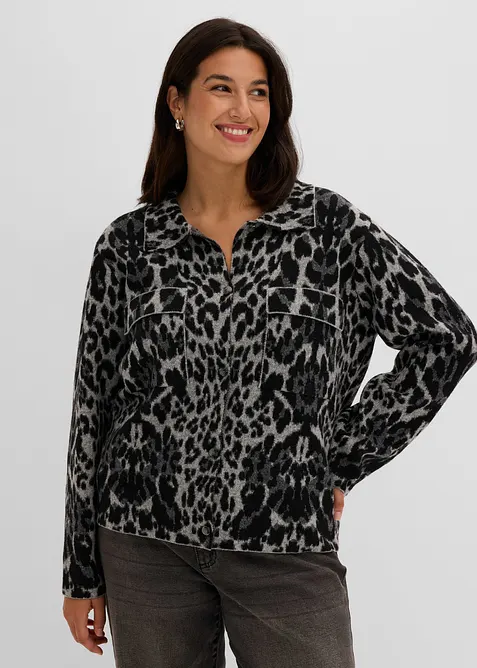 Cardigan med jacquardm&oslash;nster, bonprix