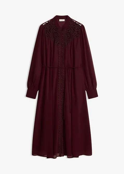 Chiffonkjole med forseggjorte blonder, bonprix