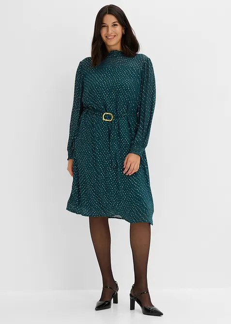 Chiffonkjole med belte, bonprix