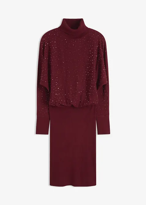 Strikket kjole med strass, bonprix