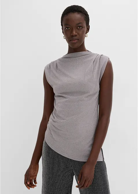 Topp med asymmetrisk nederkant og glitter, bonprix