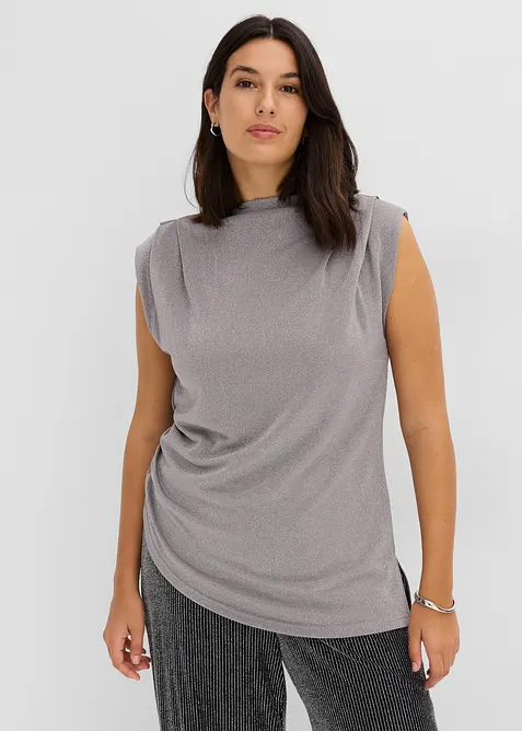 Topp med asymmetrisk nederkant og glitter, bonprix