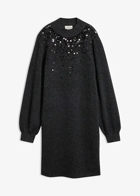 Strikket kjole med paljetter, bonprix