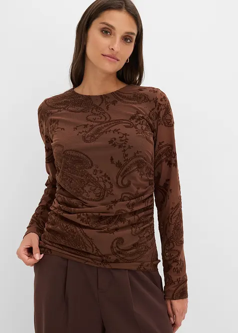Langermet topp i lett mesh, bonprix