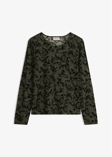 Langermet topp i myk mesh, bonprix