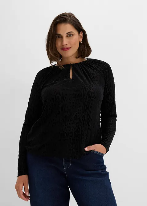 Langermet topp i lett mesh, bonprix