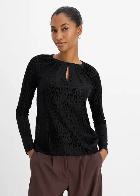 Langermet topp i lett mesh, bonprix