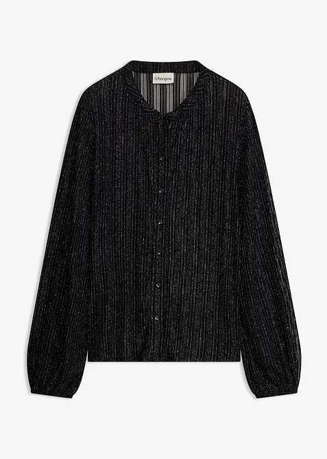 Metallicskimrende bluse i plissert stil, bonprix