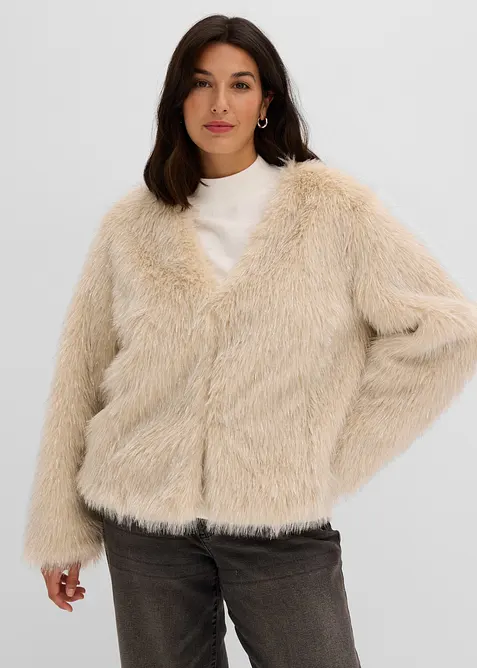 Fuskepelsjakke i glitterlook, bonprix